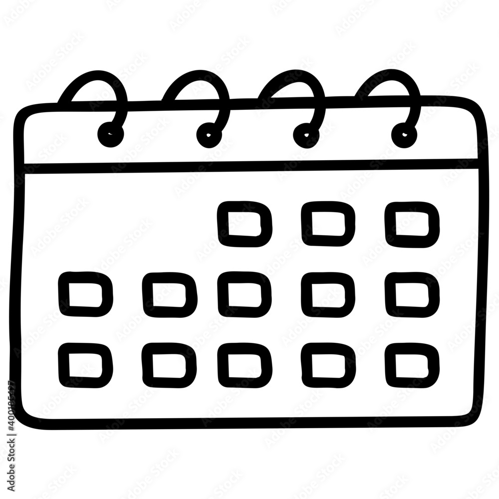 Icon of calendar in line design. Icon of calendar in line design.