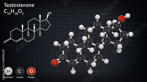 Принти на полотні Molecular structure of Testosterone - steroid hormone from the androgen group
