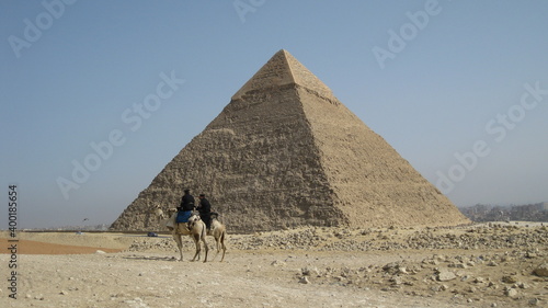 Chameaux à côté de l'une pyramide, Gizeh, Egypte