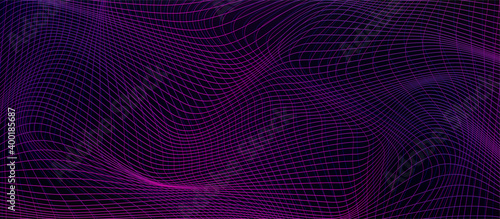 Cyberpunk vector background. Design concept with distorted lines on cyberpunk colors. Futuristic banner template