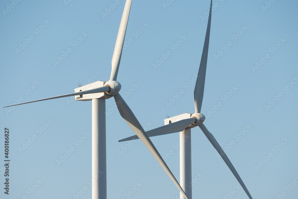 2 Wind turbines close up 2 Wind turbines close up