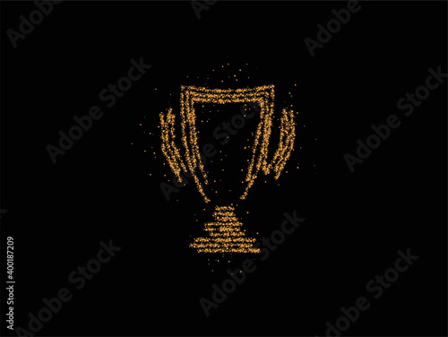 Trophy cup particle art icon, Vector on white background