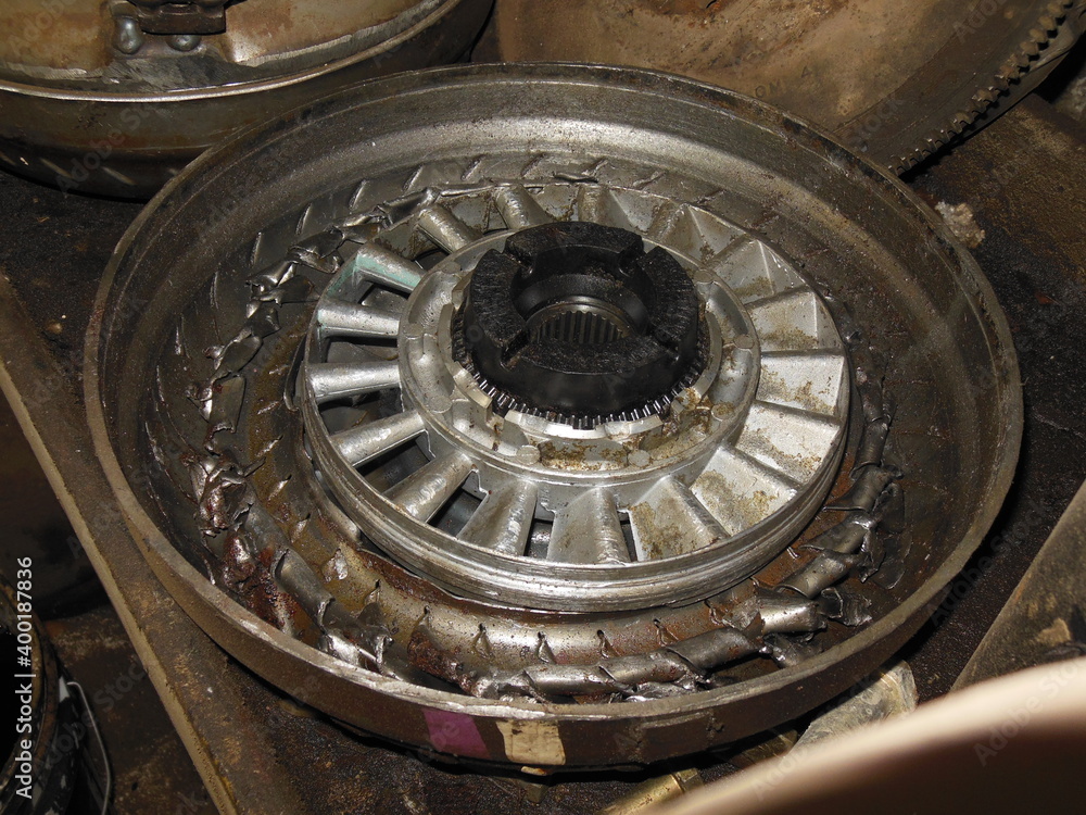 damaged and good internal parts of a torque converter for automotive equipment and automatic transmissions damaged and good internal parts of a torque converter for automotive equipment and automatic transmissions