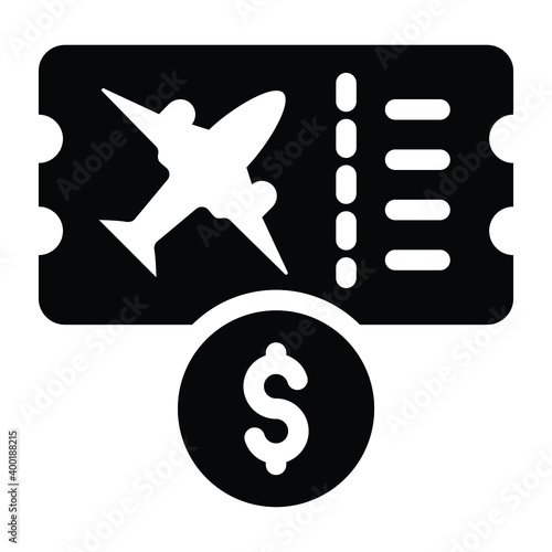 

Air ticket in glyph icon, editable vector 
