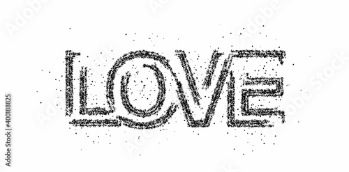 Love word Particle lettering. text.  vector design