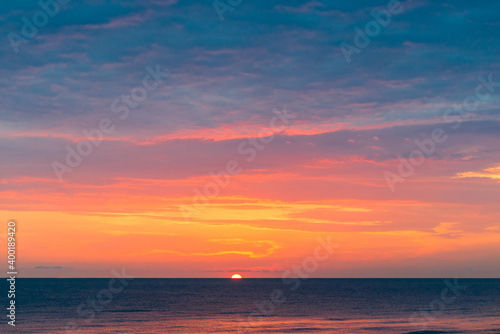 Beautiful red sunset on the sea landscape