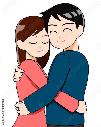 抱き合う　夫婦　イラスト