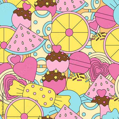 Candy seamless pattern. Lollipops background. Sweets.