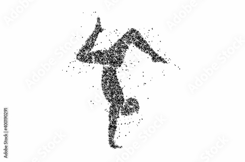 Man practicing yoga pose, 21st june international yoga day, Particle vector illustration.