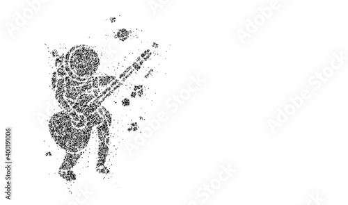Astronaut in Playing Guitar, Particle Vector illustration.