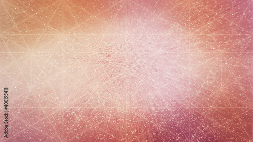 Coral, orange and pink sacred geometry hexagon & glitter background - abstract texture.