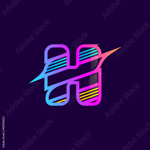 N letter logo with diagonal multicolor lines.