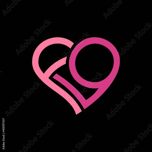 simple typography fg with heart vector logo