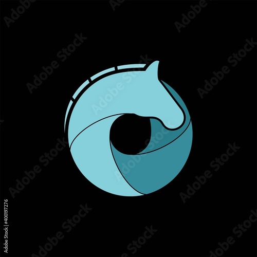 simple horse circle lens vector logo