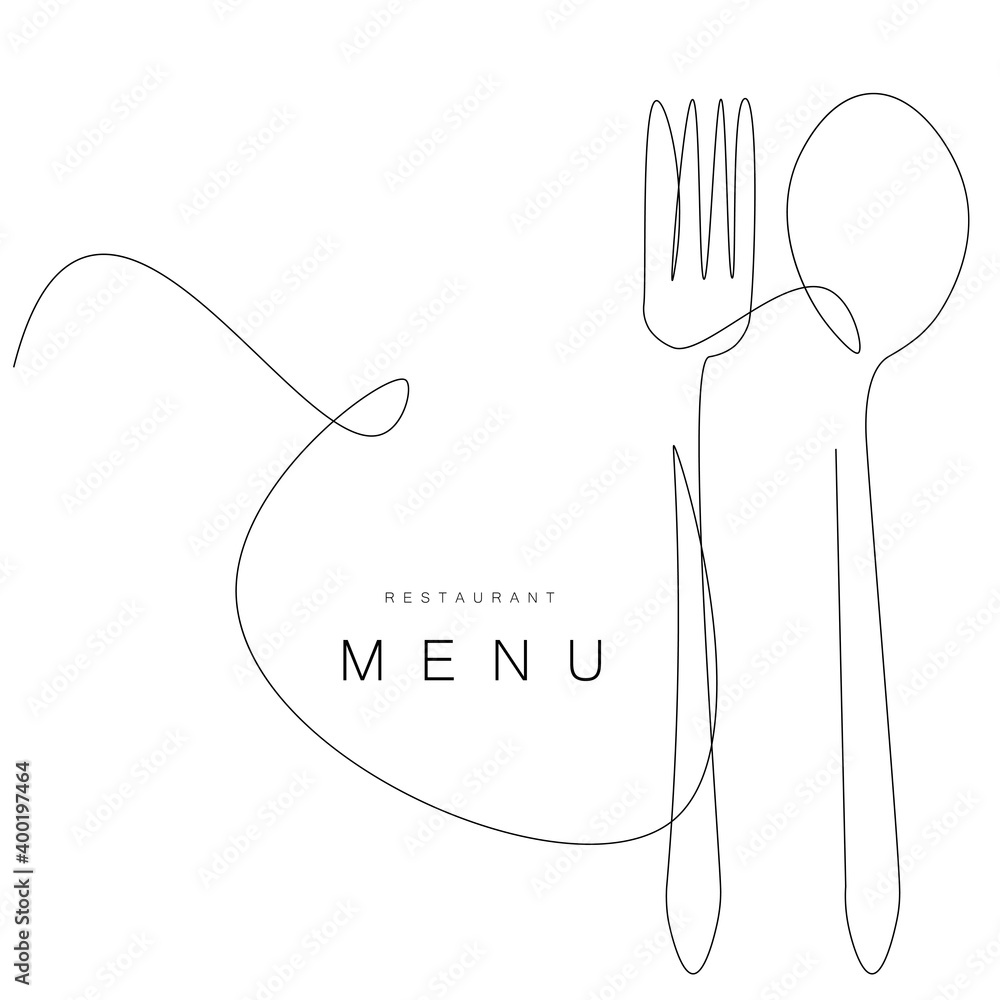 Menu restaurant background wit fork and spoon, vector illustration - obrazy, fototapety, plakaty 