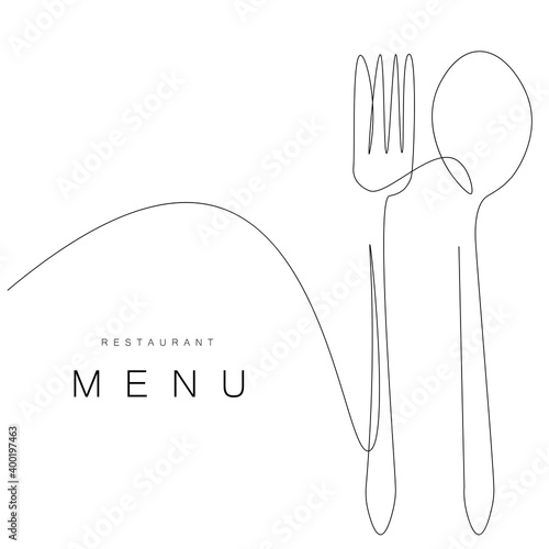 Menu restaurant background wit fork and spoon, vector illustration
