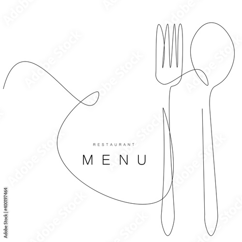 Menu restaurant background wit fork and spoon, vector illustration