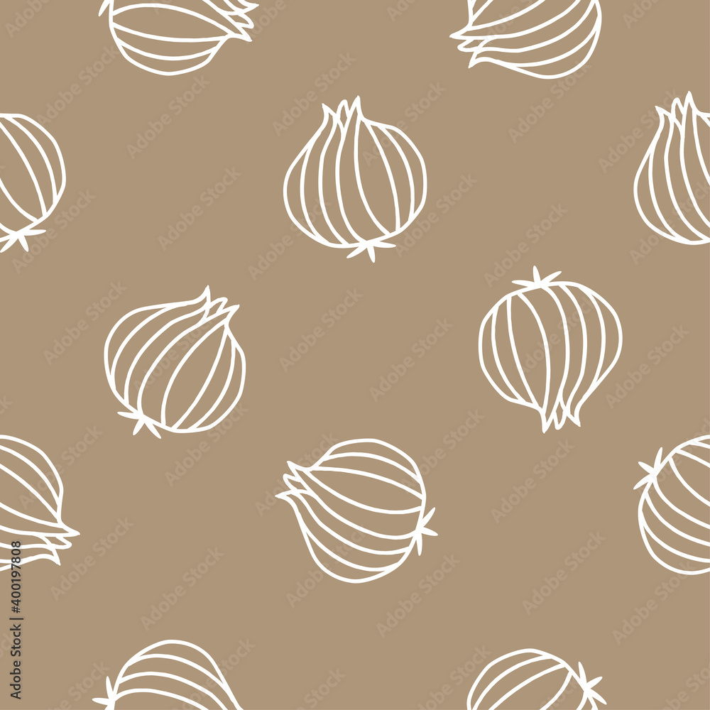 Vector hand drawn onion seamless pattern