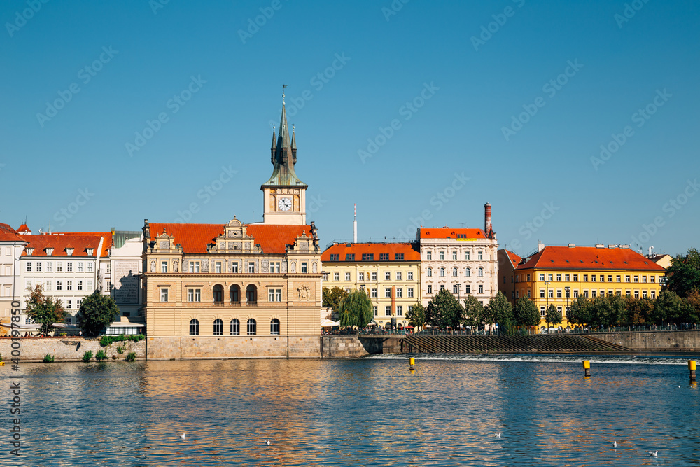 Vltava river and medieval old buildings in Prague, Czech Republic Vltava river and medieval old buildings in Prague, Czech Republic