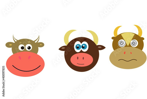 Fototapeta Naklejka Na Ścianę i Meble -  set of cute cartoon bulls