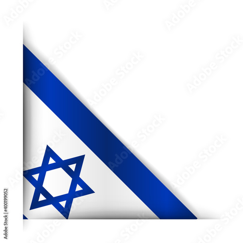 Israel flag. Realistic Israel flag. Corner tape. Isolated on a white background. Vector illustration.