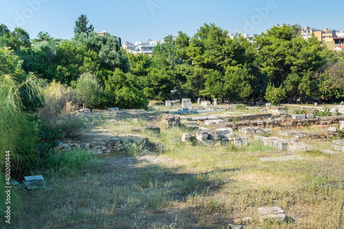 Remains of the bouleuterion in the Agora of Athens, Greece.