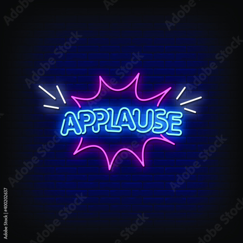 Applause Neon Signs Style Text Vector