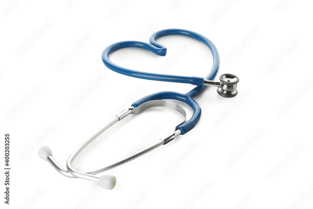 Stethoscope in the form of heart isolated on white background Stethoscope in the form of heart isolated on white background