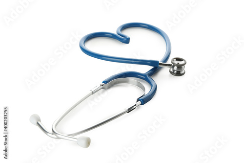 Stethoscope in the form of heart isolated on white background