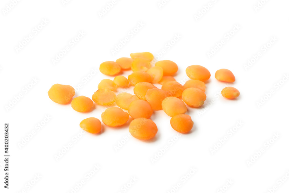 Uncooked red legumes isolated on white background Uncooked red legumes isolated on white background