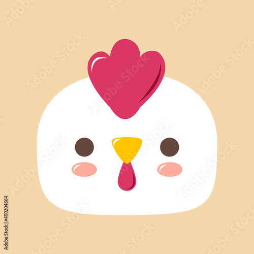 cute chicken cartoon vector on yellow background