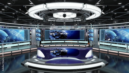 Virtual TV Studio News Set 1.2-2 Green screen background. 3d Rendering.
Virtual set studio for chroma footage. wherever you want it, With a simple setup, a few square feet of space, and Virtual Set,