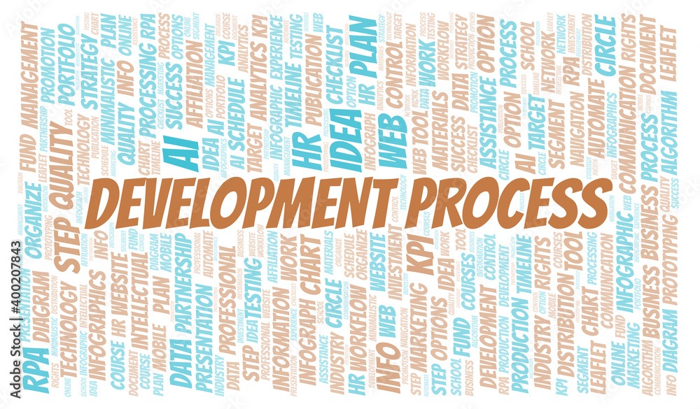 Fototapeta premium Development Process typography word cloud create with the text only.