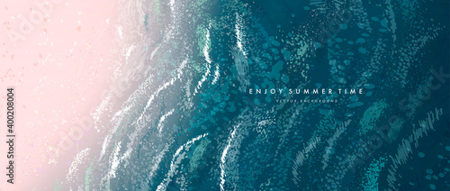 Vector beautiful realistic top view illustration of sandy summer beach