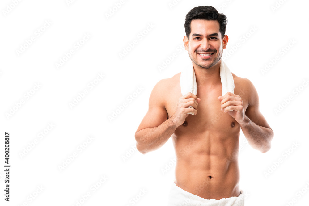 Good looking latin man in towel Good looking latin man in towel