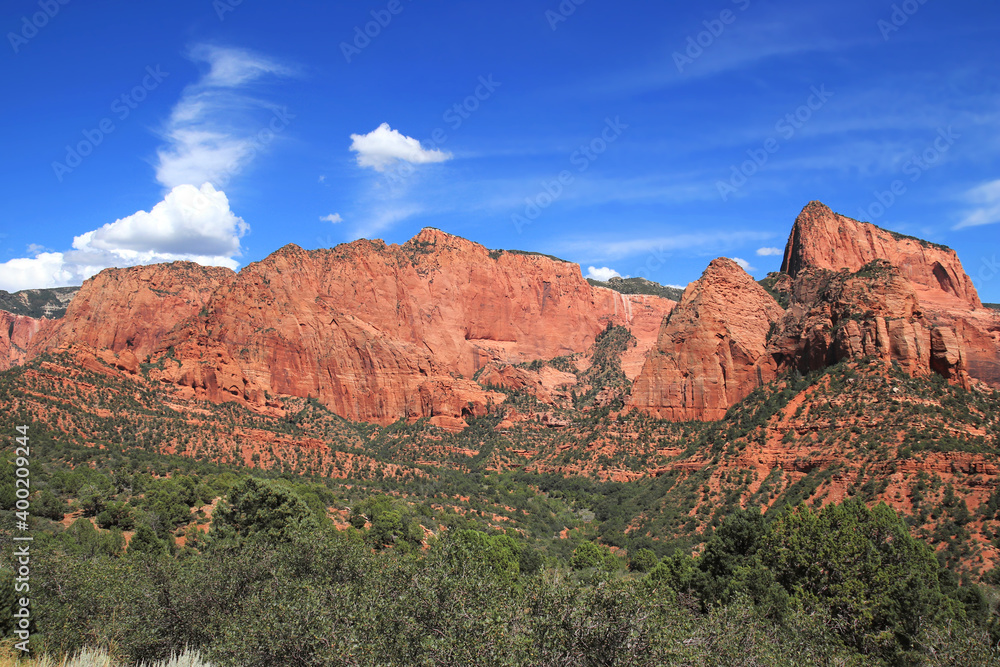 red mountains of kolob canyons in Zion national park