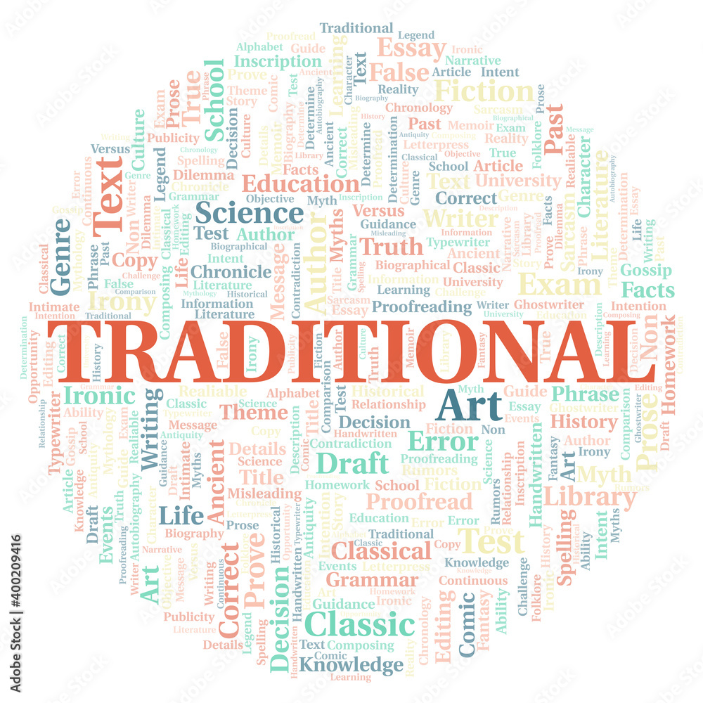 Fototapeta premium Traditional typography word cloud create with the text only