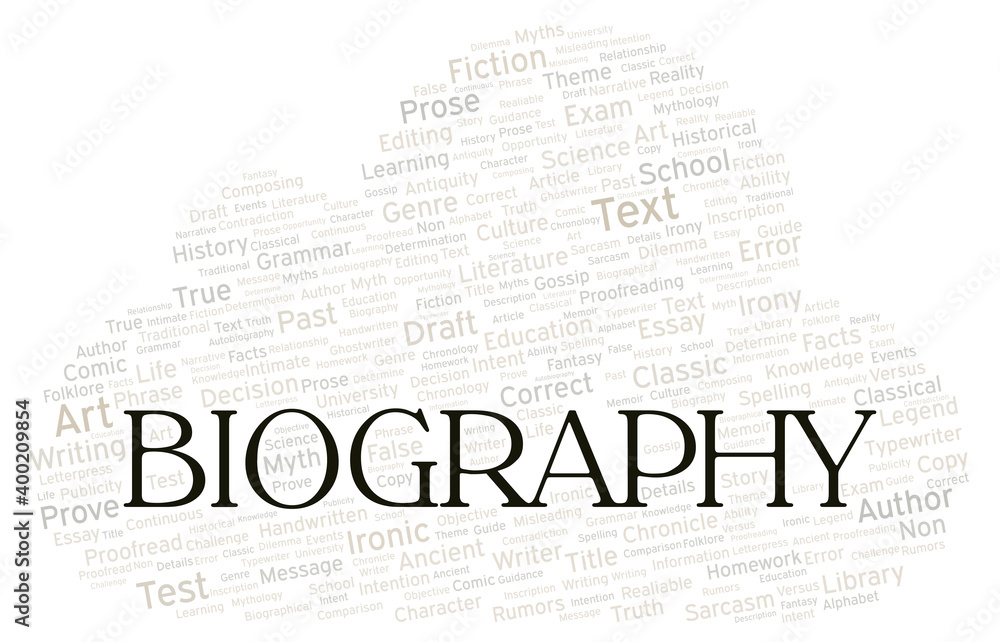 Naklejka premium Biography typography word cloud create with the text only