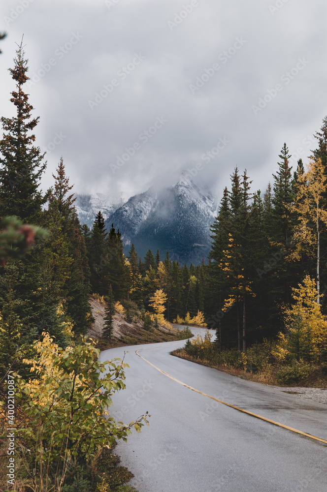 mountain road in the autumn