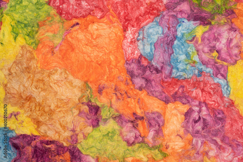 multicolor amate paper manufactured by traditional method from the bark of the jonote tree in Mexico