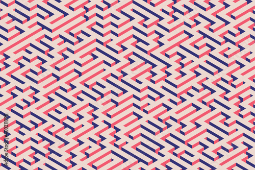 Modern 3d мусещкы of the labyrinth of geometric textures. Scientific geometry with depictions of strategy lines pattern. Decorative confusion maze strategy success playing win ideas. Entrance path.