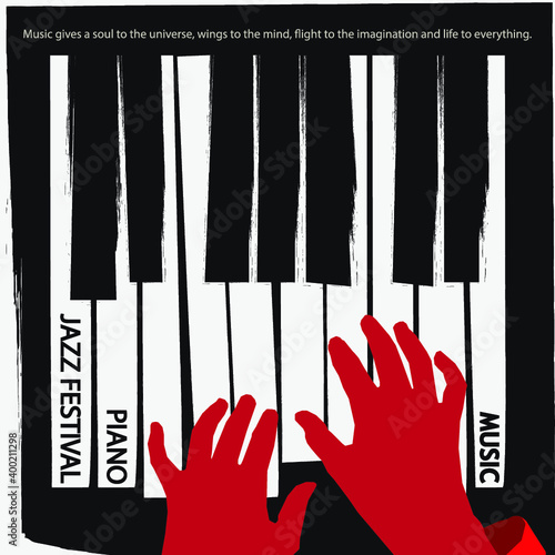 Musical poster for your design. Music elements design for card, invitation, flyer. Music background vector illustration. Music piano keyboard.