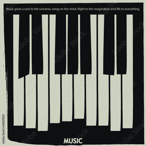 Musical poster for your design. Music elements design for card, invitation, flyer. Music background vector illustration. Music piano keyboard.