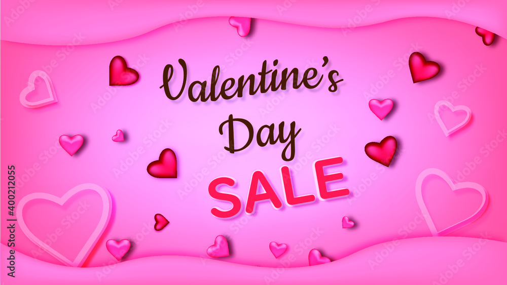 happy valentine's day sale banner with hearts