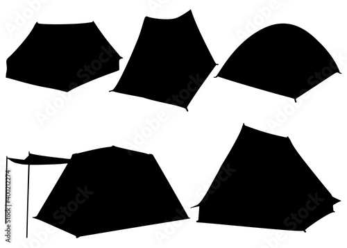 Tourist tents in a set.