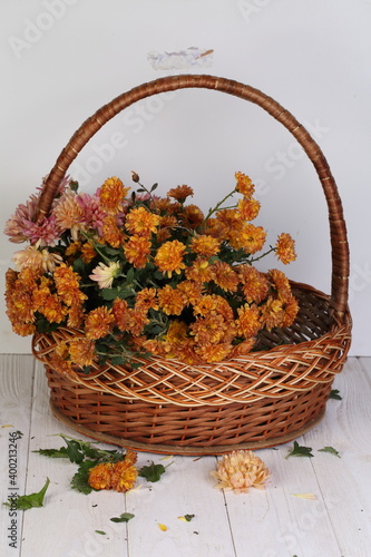 basket with autumn leaves
