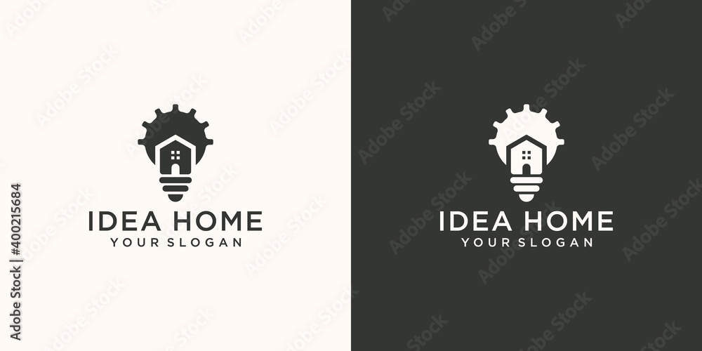 Home ideas logo combination of a home logo and bulb