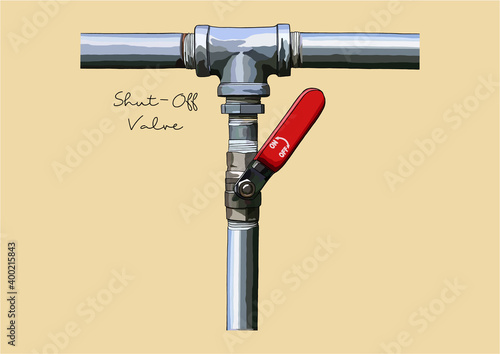 Vector Illustration of Water Shut Off / Shut Down Valve	