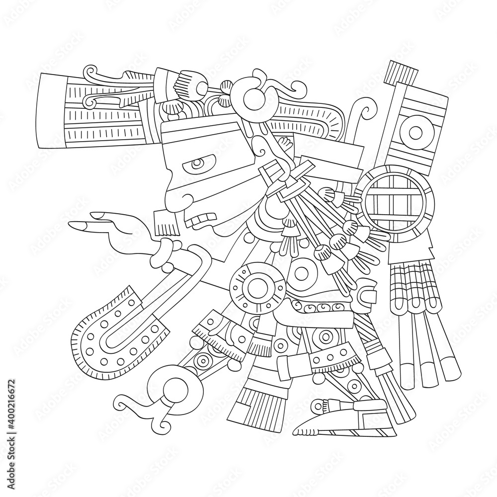 vector image with Aztec god Tezcatlipoca lord of the Night for your ...