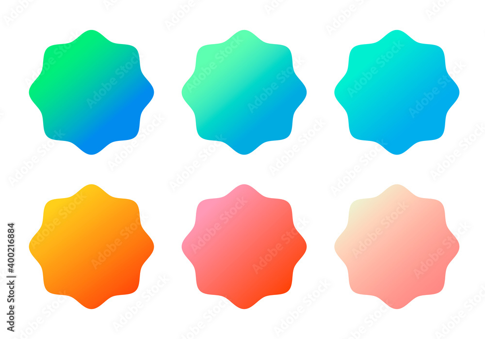 Rounded gradient interface icons. Vector bright element set for app or video game